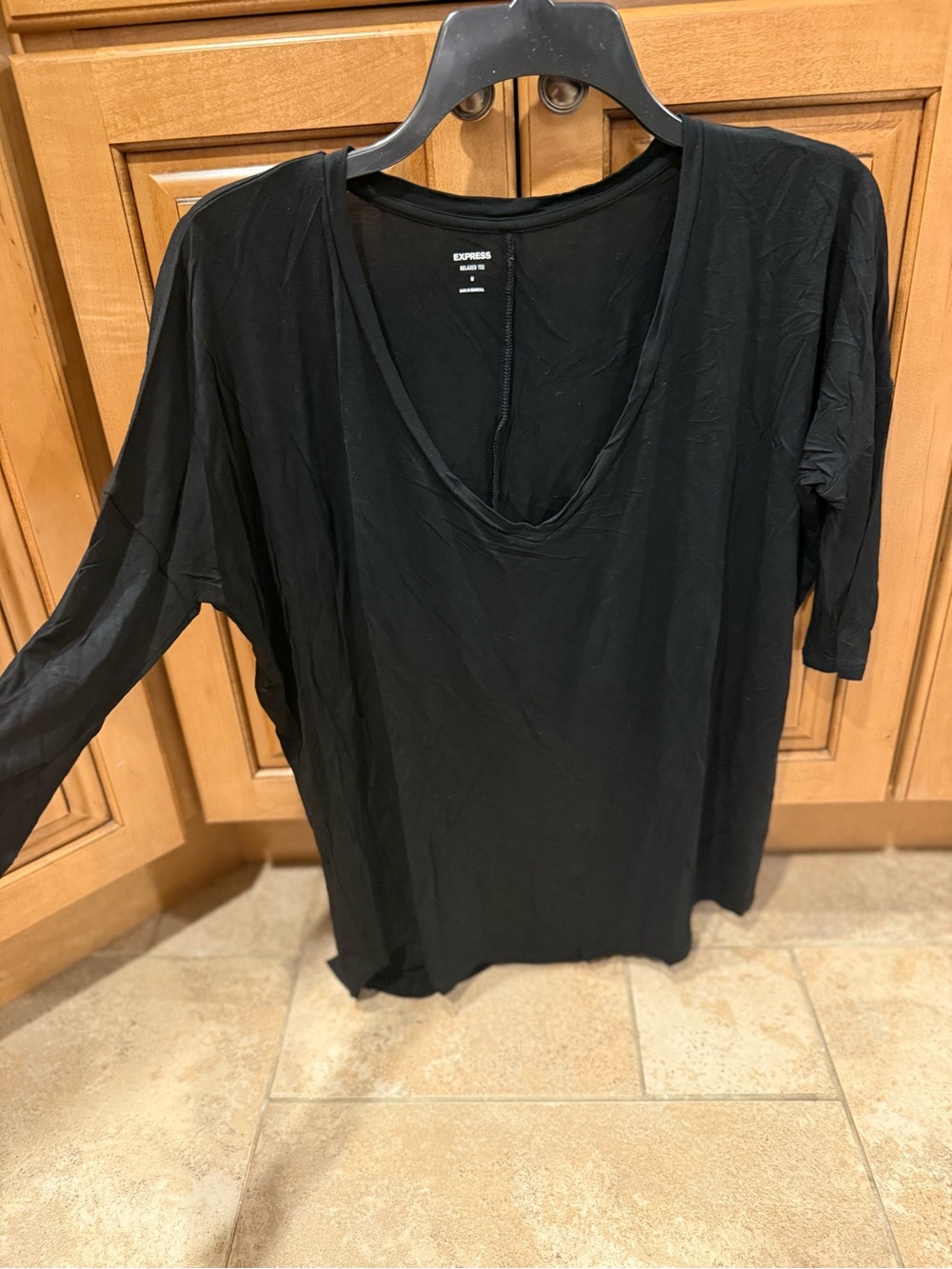 Express Black Long Sleeve V-Neck Tee